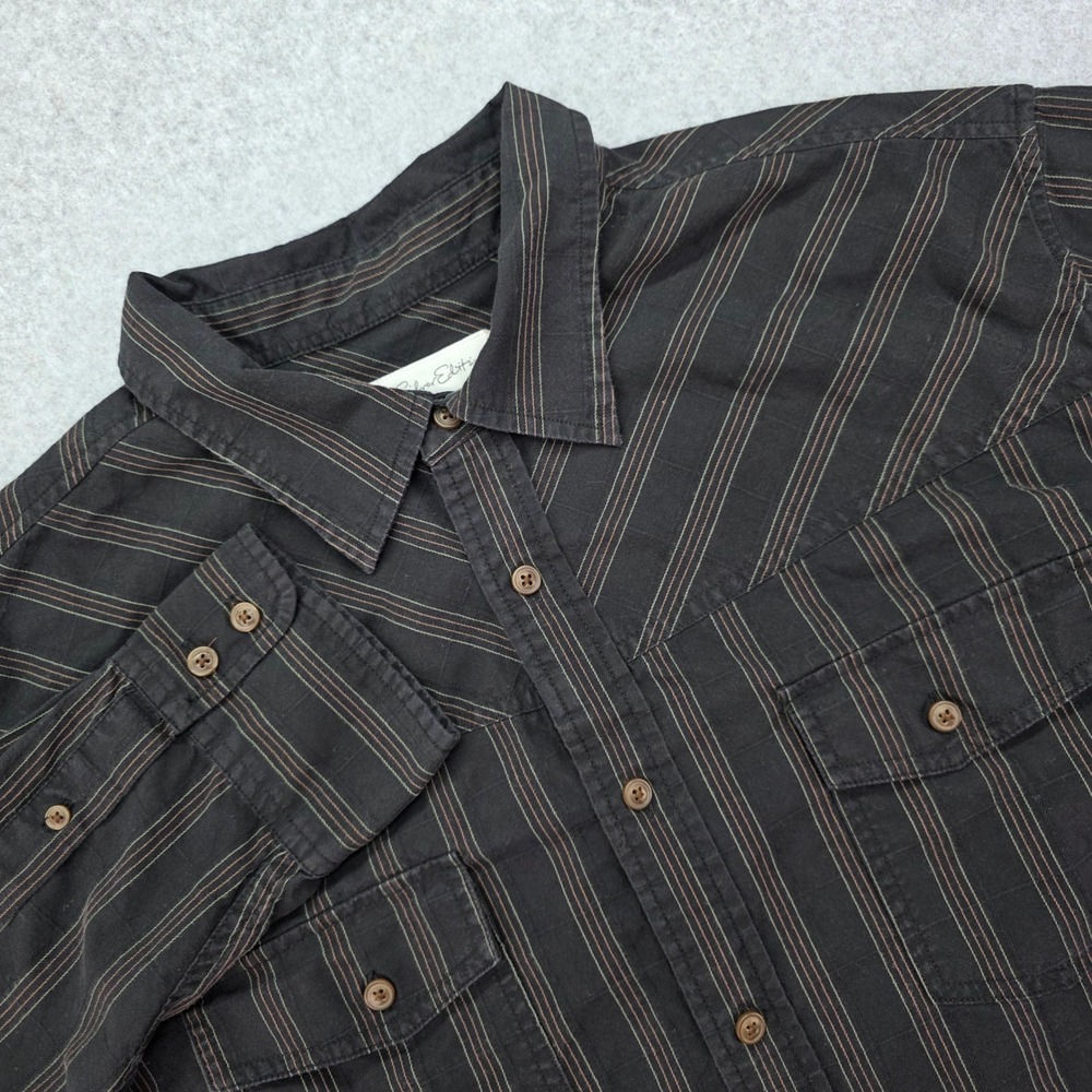 Quiksilver‎ Edition Men's Size L Black Stripe Button Down Long Sleeve Shirt